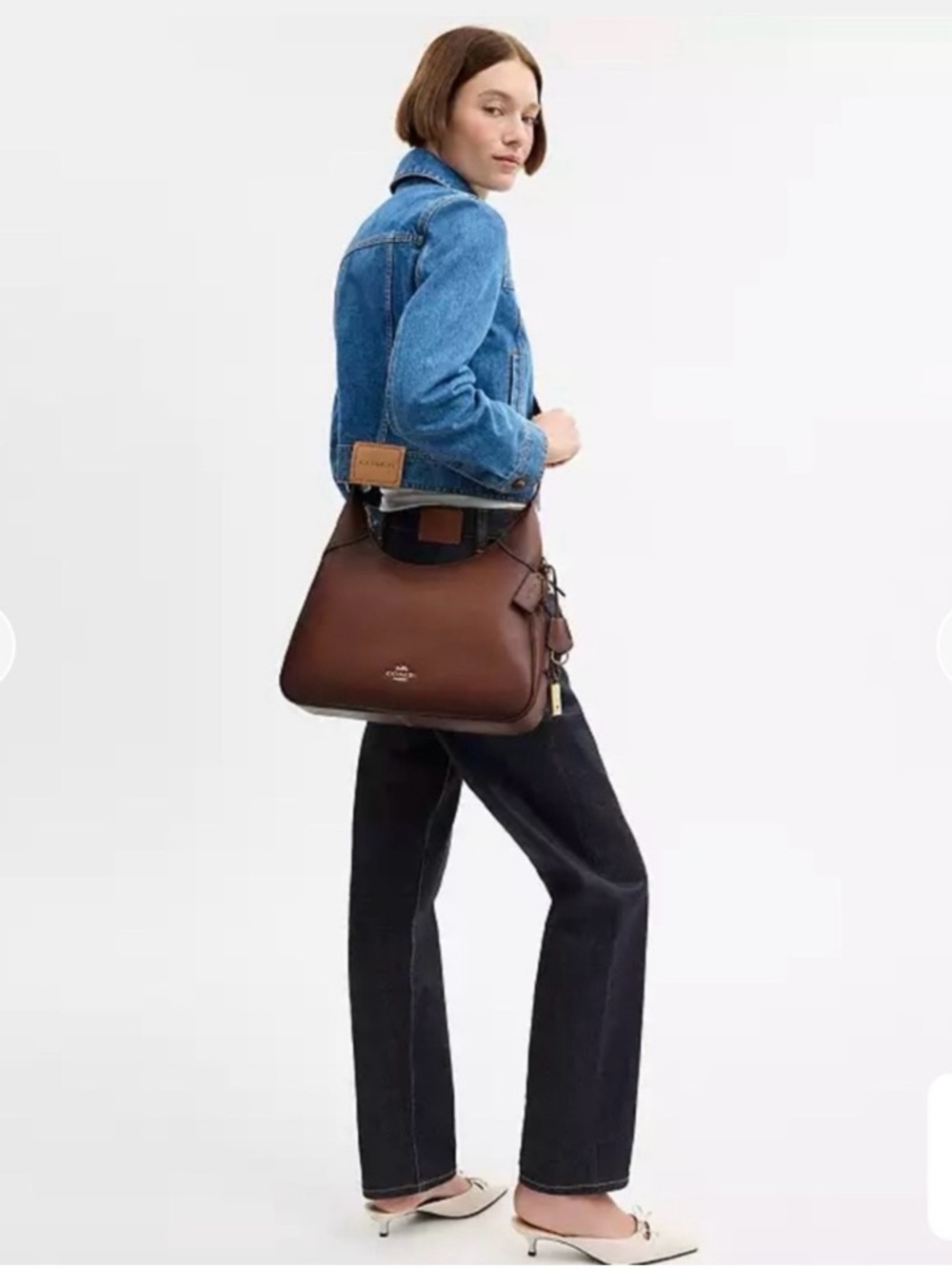 Coach Cognac Brown Leather Shoulder Bag with Gold Hardware - Picture 7 of 8